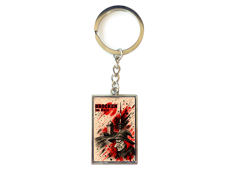 Souvenir Schlüsselanhänger rechteckig aus Metall Brocken 3x10cm Souvenir Schlüsselanhänger rechteckig aus Metall Brocken 3x10cm