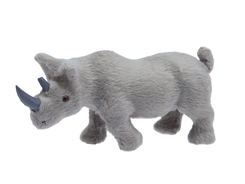 Deko Nashorn mit Kunstfell, 13x4x6cm    Deko Nashorn mit Kunstfell, 13x4x6cm