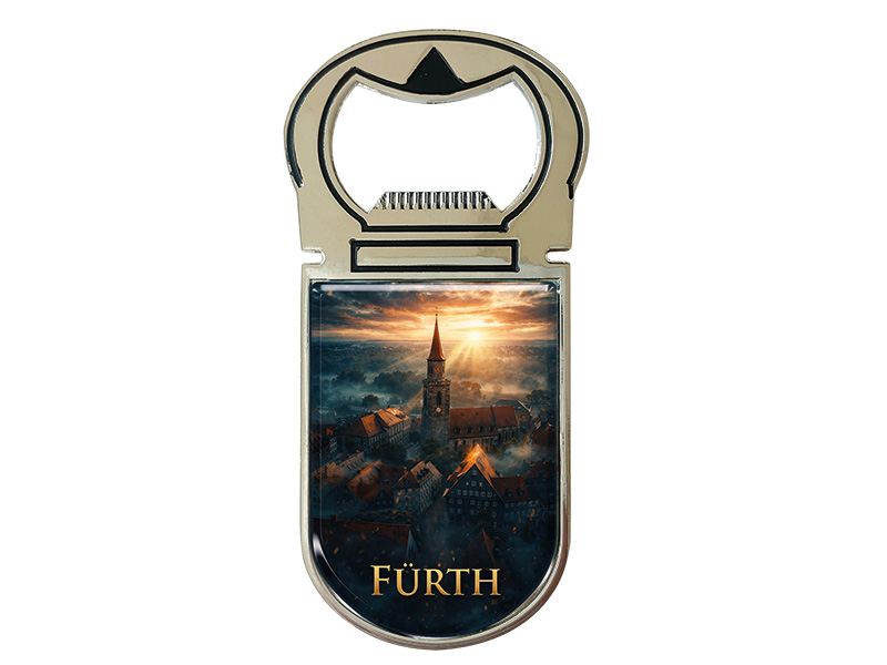 Souvenir Kapselheber Magnet Fürth aus Metall 4x9cm