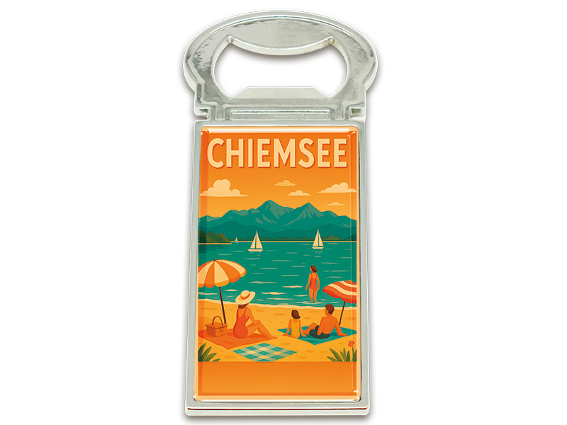 Souvenir Magnet Kapselheber aus Metall Chiemsee 3x9cm