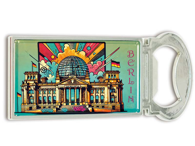 Souvenir Magnet Kapselheber aus Metall Berlin 3x9cm Souvenir Magnet Kapselheber aus Metall Berlin 3x9cm