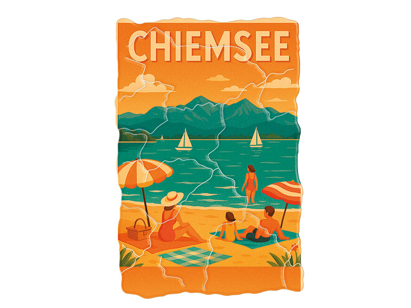 Souvenir Foto Kunststoff Magnet Chiemsee 8x5cm