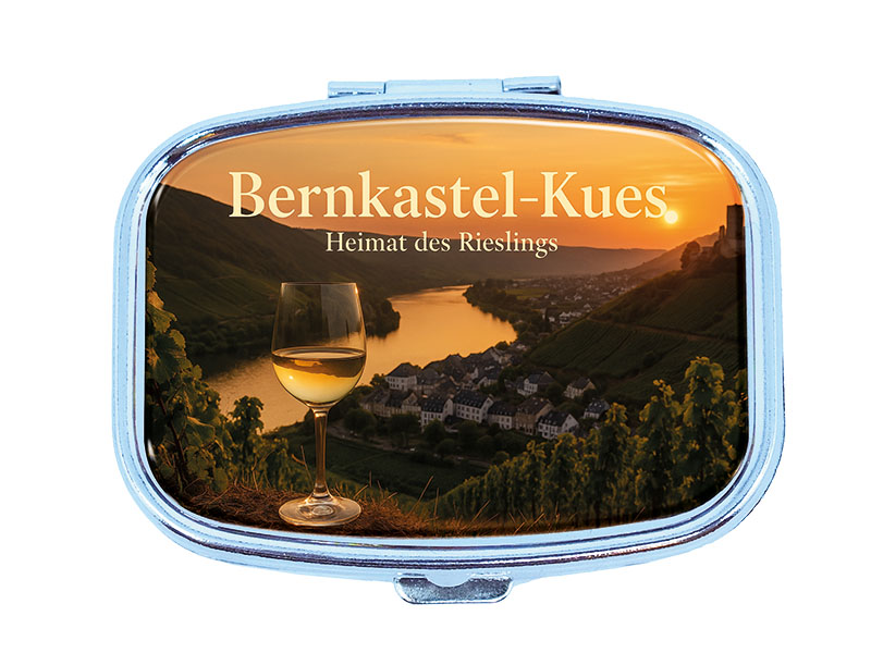 Souvenir Pillendose Bernkastel-Kues aus Metall 6x4,5cm