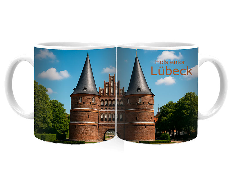 Souvenir Foto Keramik Tasse Luebeck Ø8x9,5cm