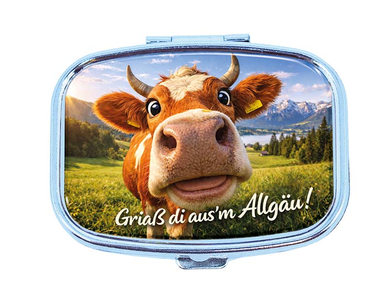 Souvenir Pillendose Allgäu aus Metall 6x4,5cm