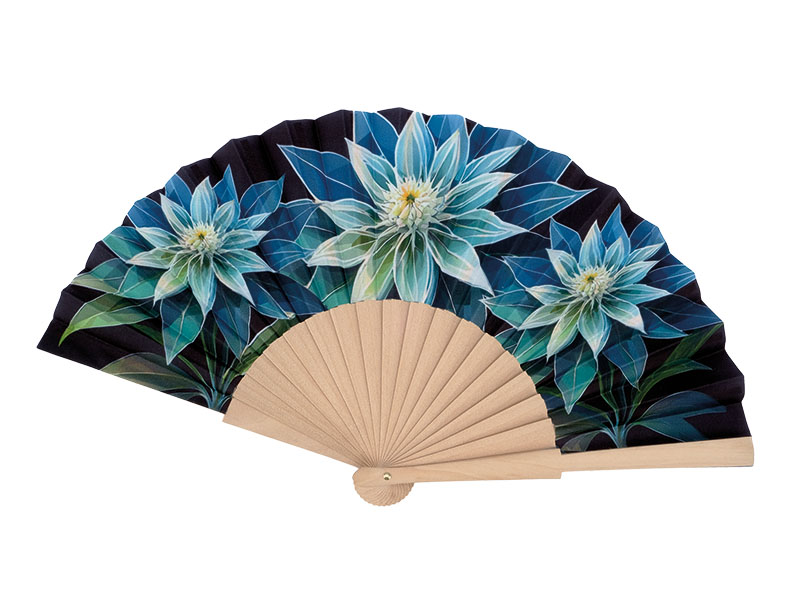 Fächer aus Holz mit Edelweiß, 46x23x3cm    Fächer aus Holz mit Edelweiß, 46x23x3cm