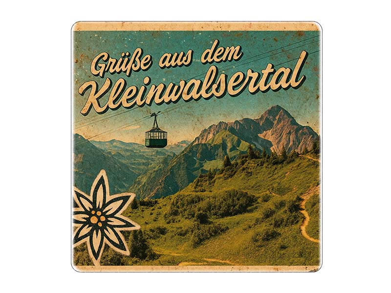Souvenir Stoneware coaster Kleinwalsertal 10x10cm