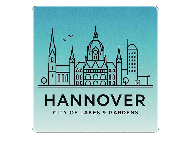 Souvenir Foto Untersetzer Hannover aus Steingut 10x10cm