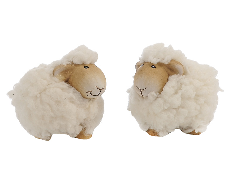 17428 Keramik Schaf mit Fell