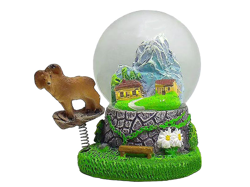 Glitzerkugel Alpin mit Widdel aus Poly 5x5x7cm   