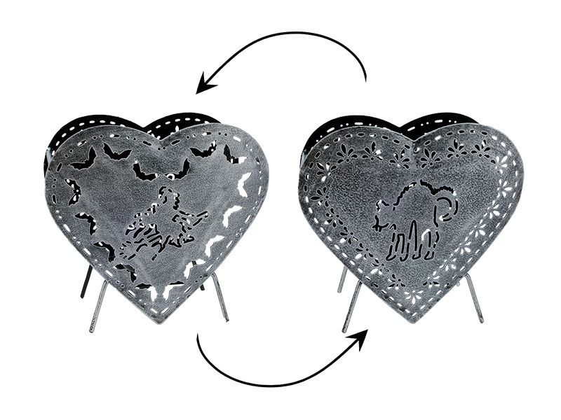 Teelichthalter aus Metall mit Hexe und Katze 15x7x14cm    Teelichthalter aus Metall mit Hexe und Katze 15x7x14cm