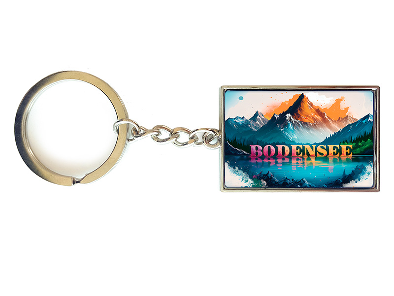 Souvenir Schlüsselanhänger rechteckig aus Metall Bodensee 3x10cm