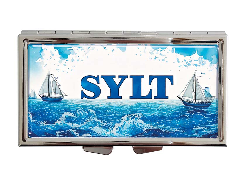 Souvenir Metall Pillendose Sylt 8,5x4,5cm Souvenir Metall Pillendose Sylt 8,5x4,5cm