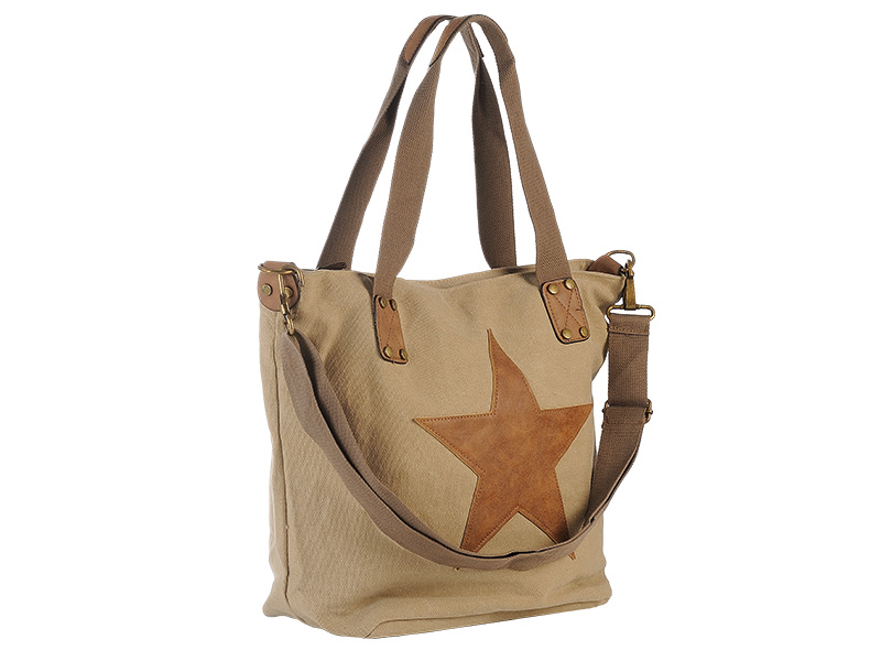 17489-0 Handtasche beige mit Stern
