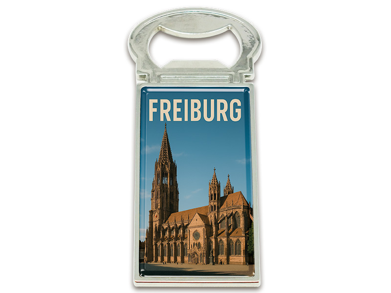 Souvenir Magnet Kapselheber aus Metall Freiburg 3x9cm