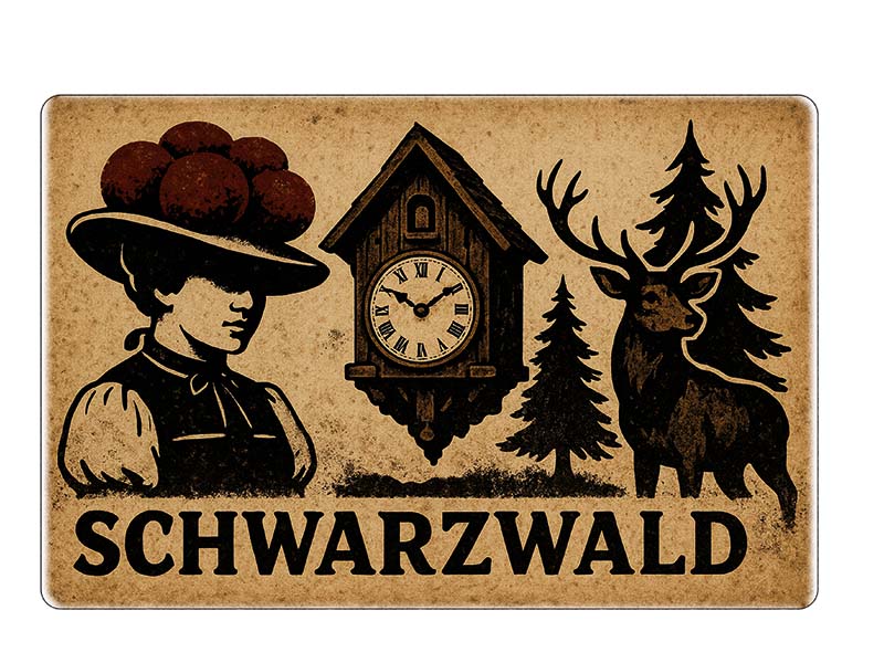 Souvenir Foto Magnet Steingut Schwarzwald 6x4,5cm