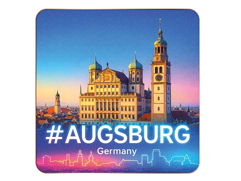 Souvenir Foto Untersetzer Augsburg aus Holz 10x10cm