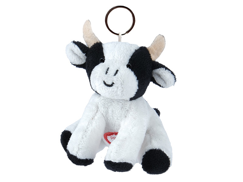 Kuh aus Plüsch 7x7x9cm, mit Schlüsselanhänger und Sound    Kuh aus Plüsch 7x7x9cm, mit Schlüsselanhänger und Sound