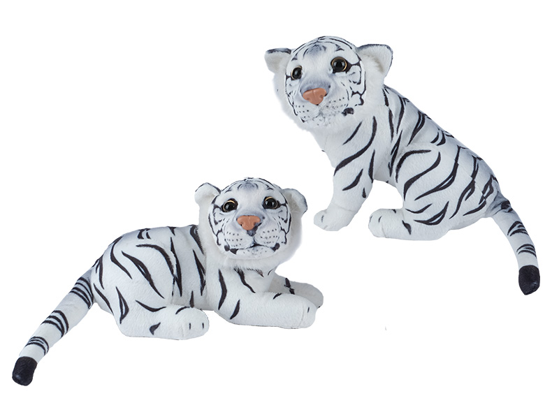 Weißer Tiger aus Plüsch, 16x10x19cm    Weißer Tiger aus Plüsch, 16x10x19cm