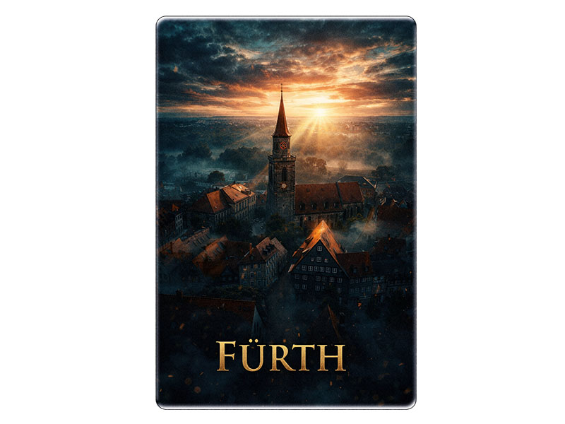 Souvenir Foto Magnet Fürth aus Steingut 6x4,5cm