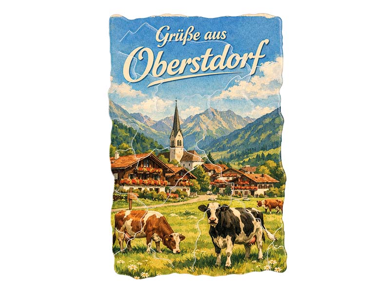 Souvenir Foto Kunststoff Magnet Oberstdorf 8x5cm