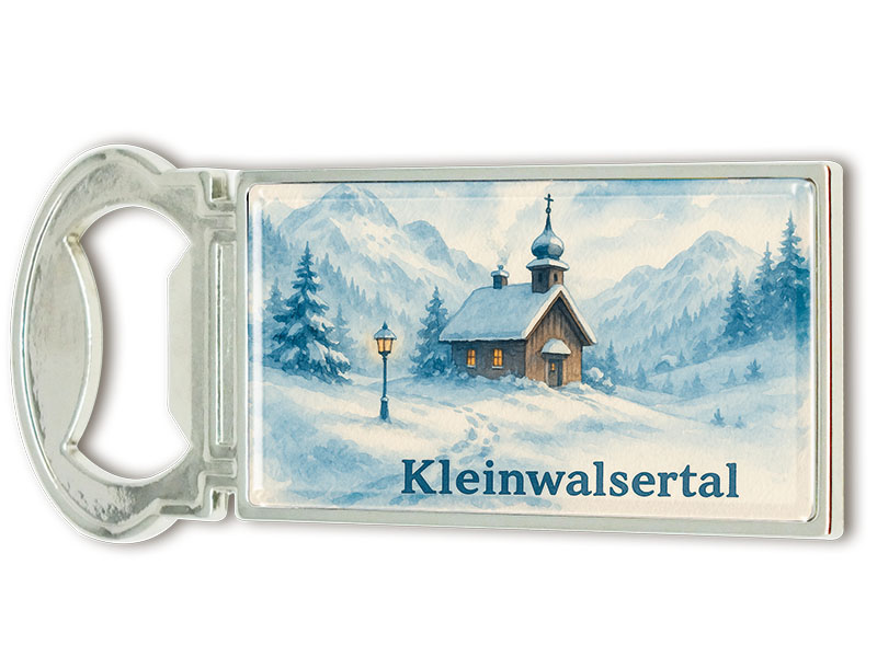 Souvenir Metal magnet bottle opener Kleinwalsertal 3x9cm