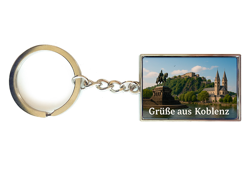 Souvenir Schlüsselanhänger rechteckig aus Metall Koblenz 3x10cm
