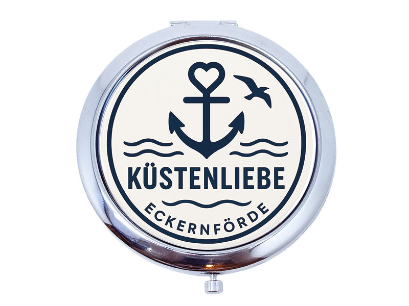 Souvenir Taschenspiegel Eckernförde aus Metall Ø7cm