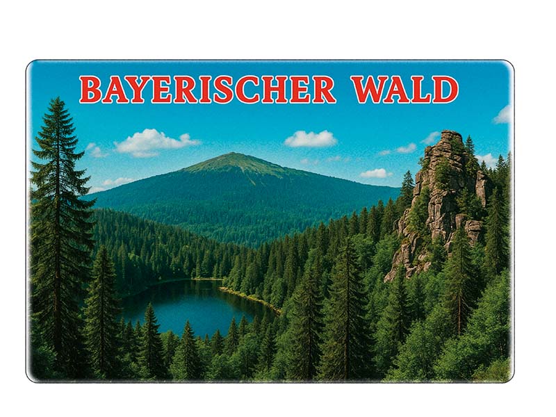 Souvenir Foto Magnet Steingut BayerischerWald 6x4,5cm