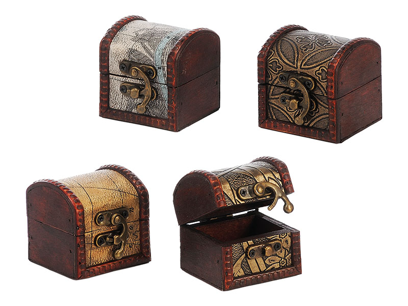 Schatzkiste aus Holz, 6x6x6cm   