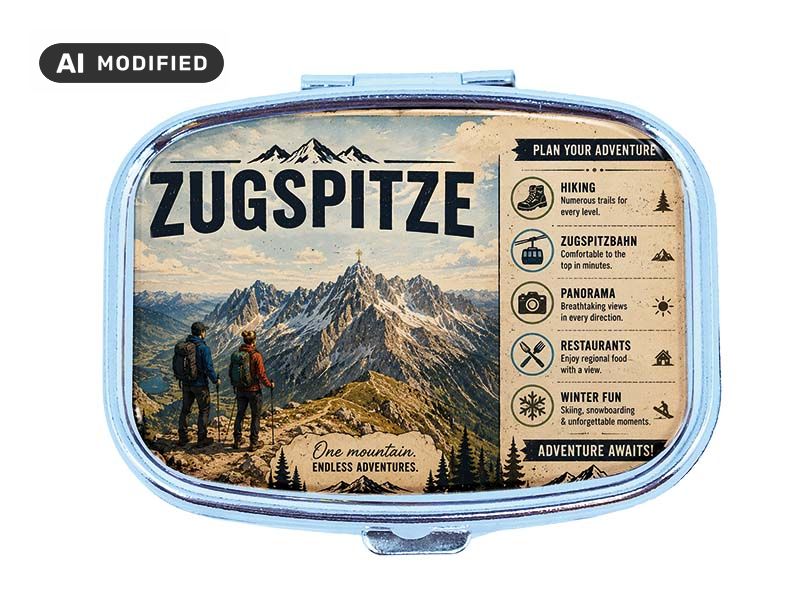 Souvenir metal pillbox Zuspitze 6x4,5cm