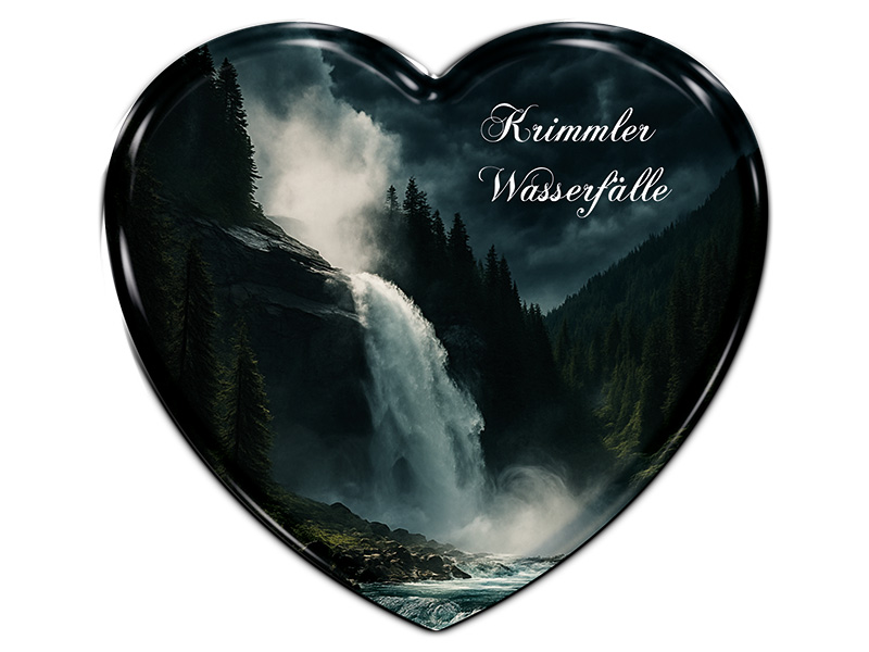 Souvenir Foto Magnet Herz Krimmler Wasserfälle 6,5x6cm