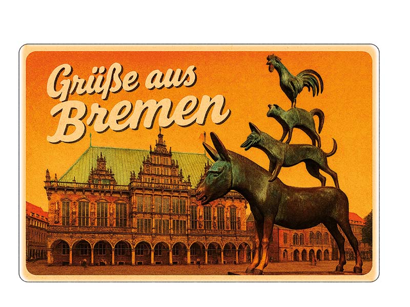 Souvenir Foto Magnet Steingut Bremen 6x4,5cm