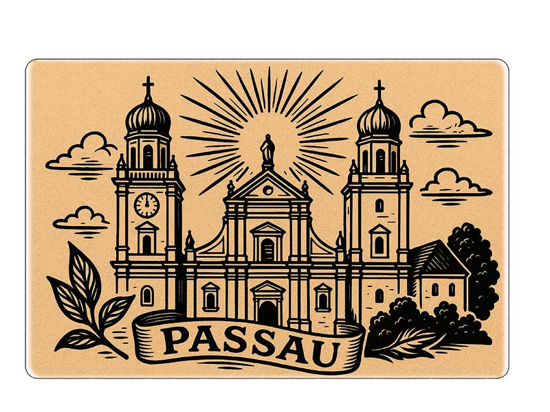 Souvenir Stoneware magnet Passau 6x4,5cm