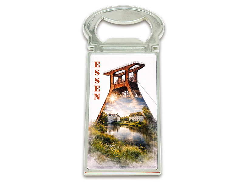 Souvenir Kapselheber Magnet Essen aus Metall 3x9cm