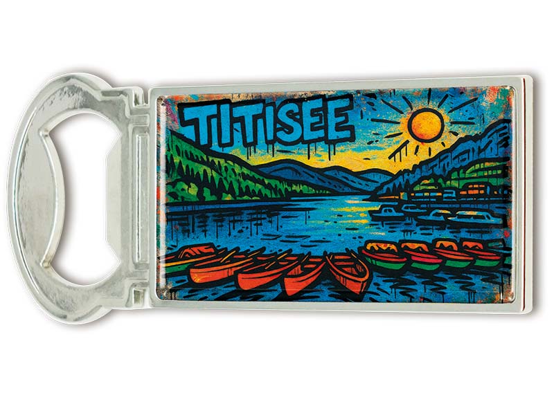 Souvenir Magnet Kapselheber aus Metall Titisee 3x9cm