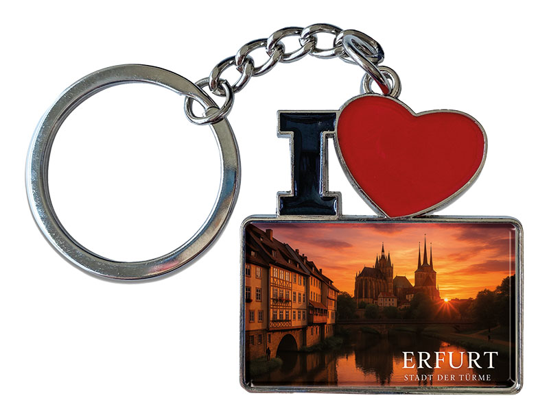 Souvenir Schlüsselanhänger Erfurt aus Metall 11x4cm