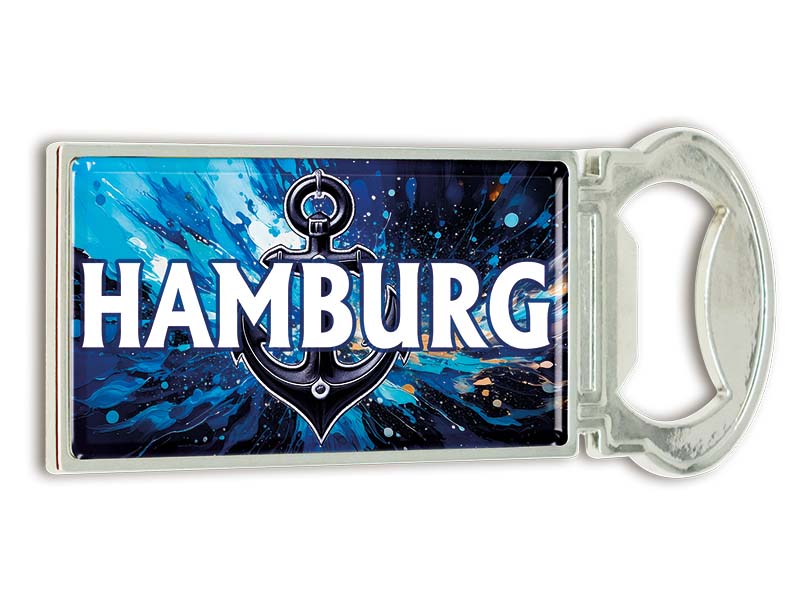Souvenir Magnet Kapselheber aus Metall Hamburg 3x9cm Souvenir Magnet Kapselheber aus Metall Hamburg 3x9cm