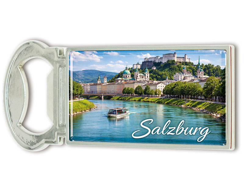 Souvenir Kapselheber Magnet Salzburg aus Metall 3x9cm