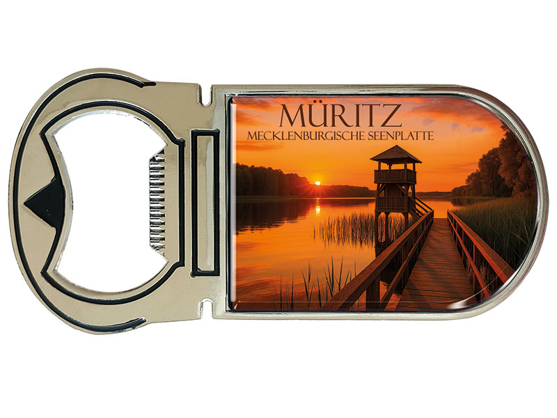 Souvenir Magnet Kapselheber aus Metall Seenplatte 4x9cm Souvenir Magnet Kapselheber aus Metall Seenplatte 4x9cm