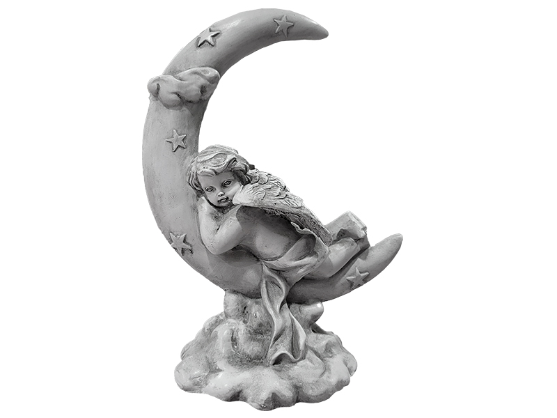 Engel aus Poly auf Mond, 15x8,5x20cm    Engel aus Poly auf Mond, 15x8,5x20cm