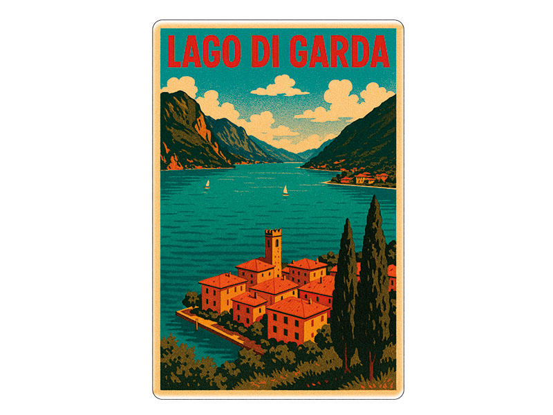 Souvenir Foto Magnet Steingut Gardasee 6x4,5cm
