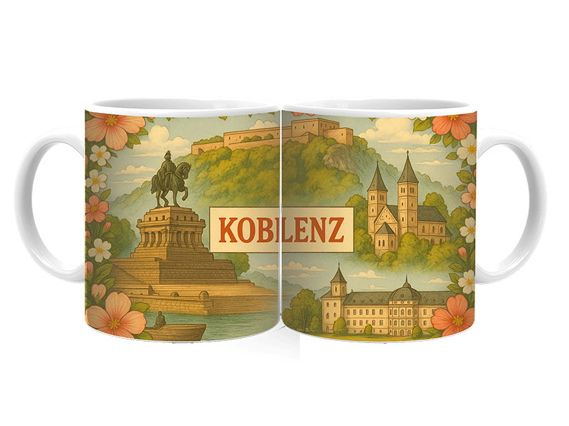 Souvenir Foto Keramik Tasse Koblenz Ø8x9,5cm