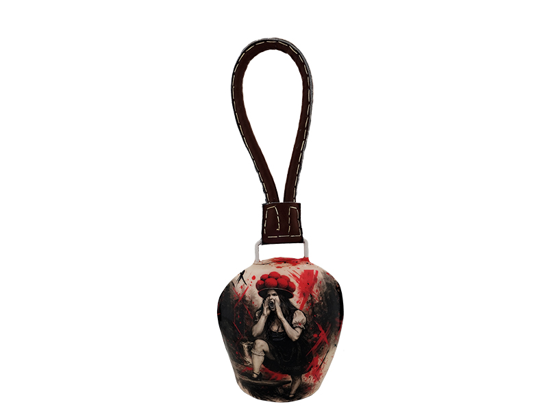 Glocke aus Metall bedruckt mit Schwarzwälderin 10x8x12cm    Glocke aus Metall bedruckt mit Schwarzwälderin 10x8x12cm