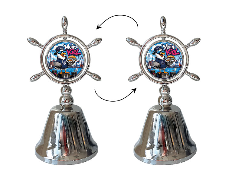 Souvenir Glocke Steuerrad Kiel aus Metall Ø4,5x9cm