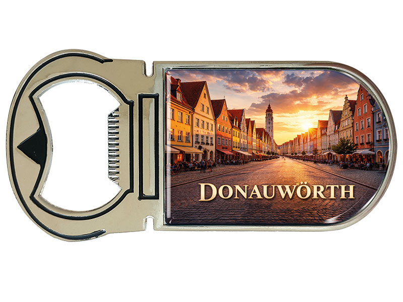 Souvenir Kapselheber Magnet Donauwörth aus Metall 4x9cm