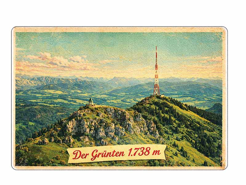 Souvenir Foto Magnet Grünten aus Steingut 6x4,5cm