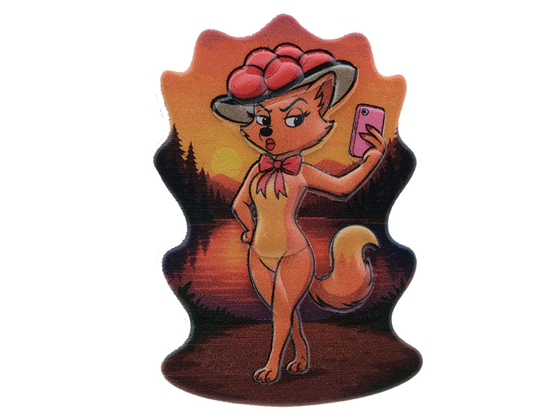 3D Magnet Füchsin Bollie in Selfie Pose aus Poly 5x0,5x7,5cm