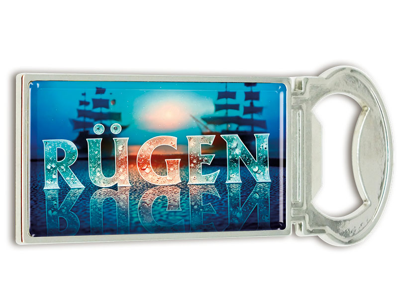 Souvenir Magnet Kapselheber aus Metall Rügen 3x9cm Souvenir Magnet Kapselheber aus Metall Rügen 3x9cm