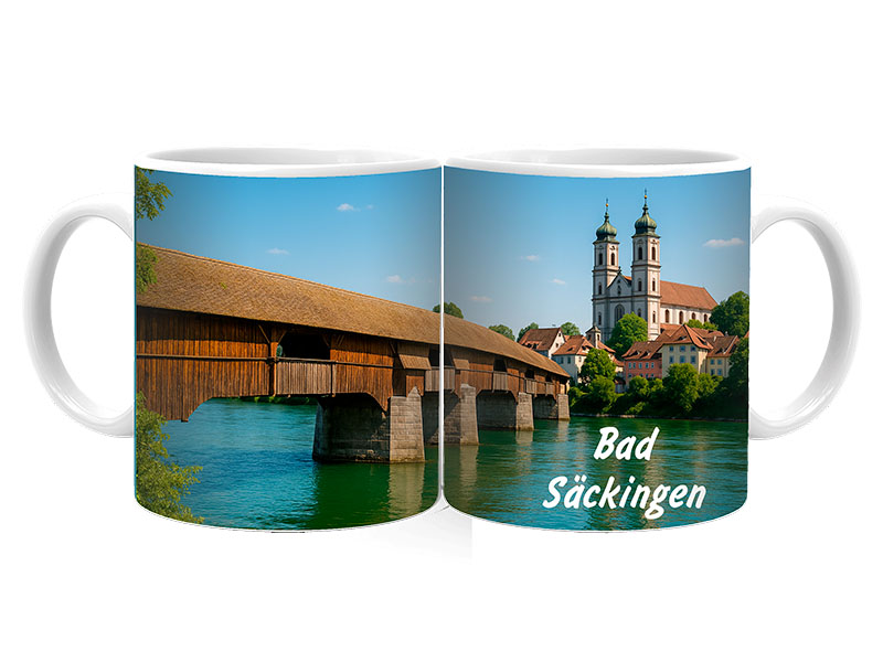 Souvenir Foto Keramik Tasse Bad Säckingen Ø8x9,5cm